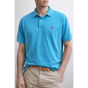 Polo Ralph Lauren Men XXL Blue Polo Shirt Custom Fit Pony Logo Classic Preppy